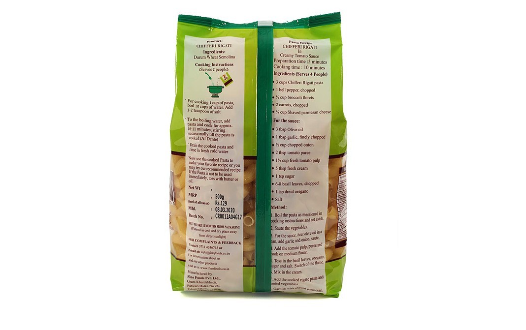 Finosta Chifferi Rigati    Pack  500 grams